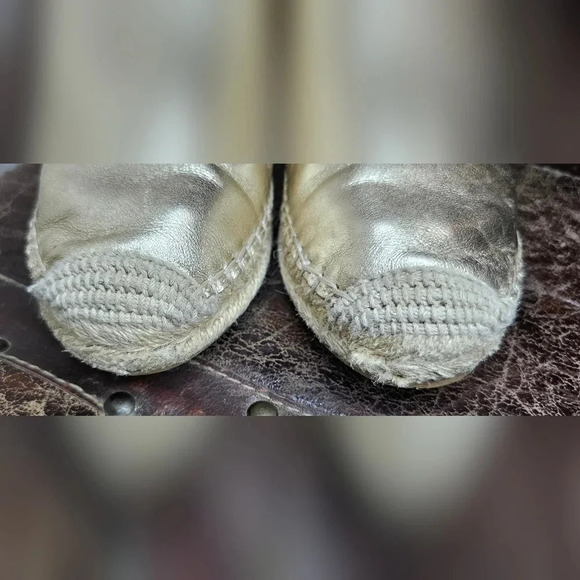 Sam Edelman Kesia Gold Leather Rounded Toe Slip On Espadrilles Classic Size 7 - Picture 11 of 16